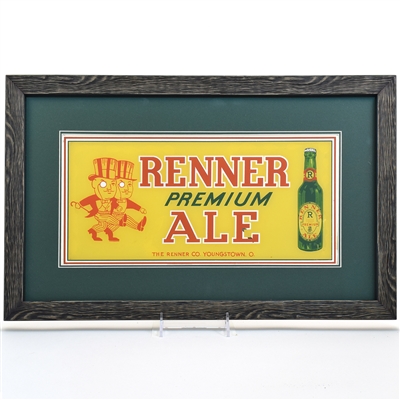 Renner Ale 1930s Reverse Painted Glass Sign RARE