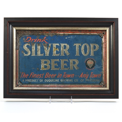 Silver Top 1930s Tin-Over-Cardboard Sign FINEST IN ANY TOWN RARE