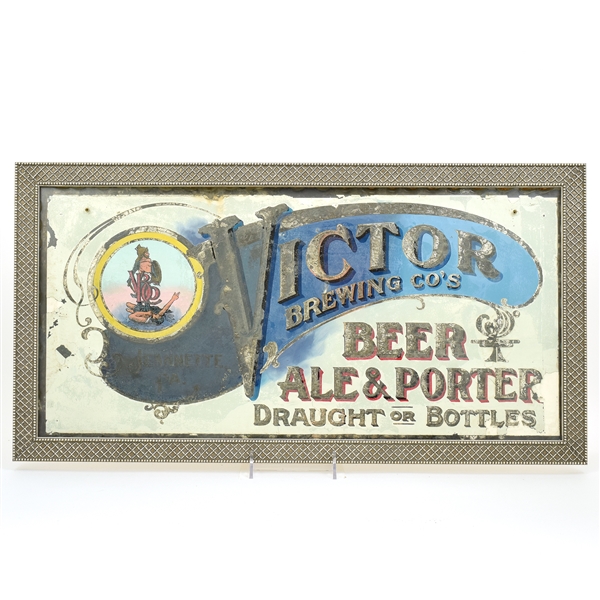 Victor Brewing Pre-Prohibition Reverse-Painted Glass Sign RARE