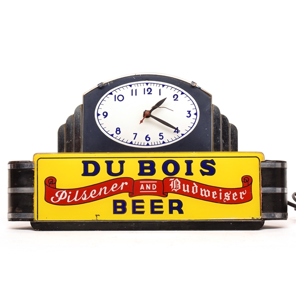 Du Bois Beer 1930s Reverse-Painted Glass Illuminated Clock DECO RARE