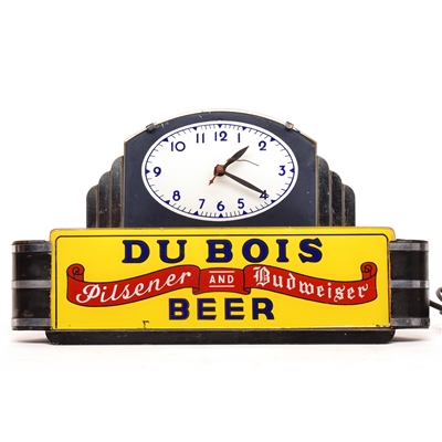 Du Bois Beer 1930s Reverse-Painted Glass Illuminated Clock DECO RARE