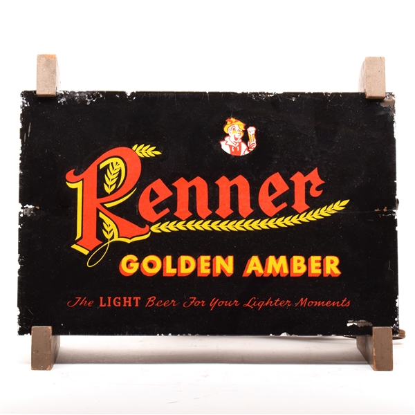 Renner Golden Amber 1940s Reverse-Painted Illuminated Sign SCARCE