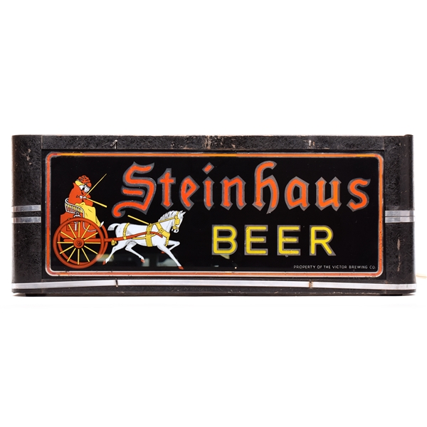 Steinhaus Beer 1930s Reverse-Painted Glass Illuminated Sign RARE