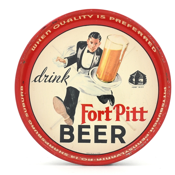 Fort Pitt Beer 1930s High-Rim Tip Tray RUNNING WAITER