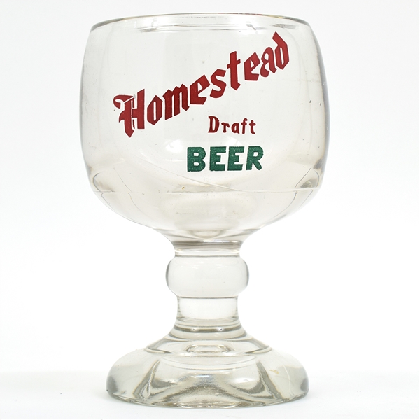 Homestead Draft Beer 1930s Large Heavy ACL Glass Goblet RARE