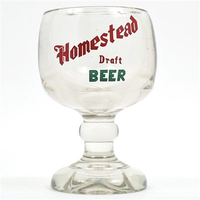 Homestead Draft Beer 1930s Large Heavy ACL Glass Goblet RARE