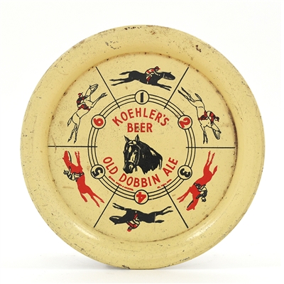 Koehlers Beer Horse Race 1930s Spinner Tip Tray