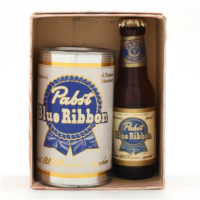 Pabst Blue Ribbon 1950s Promo Bank and Mini Bottle In Original Box