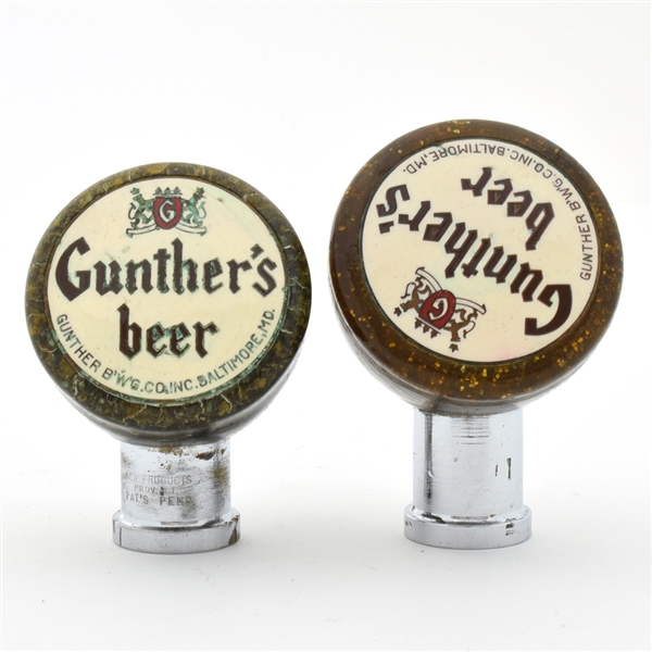 Gunthers Beer 1940s Flecked Acrylic Tap Knobs Lot of 2