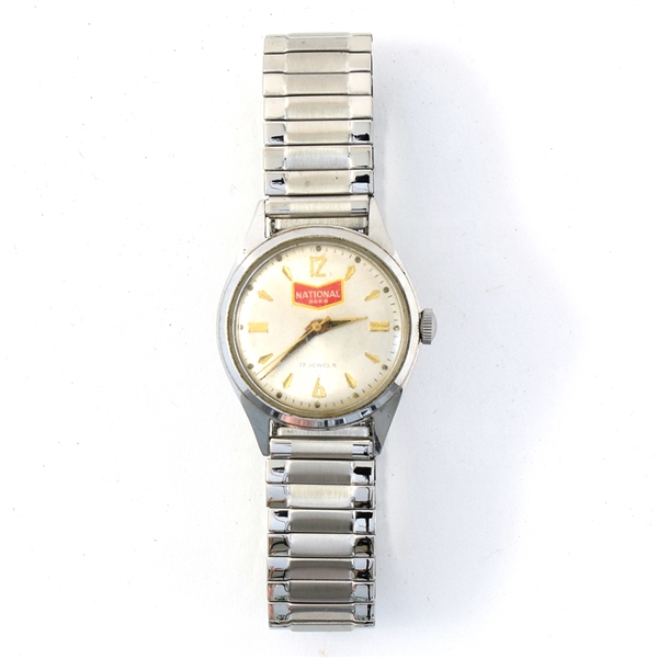 National Beer 1960s Wristwatch 17 JEWELS STAINLESS