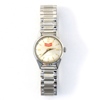 National Beer 1960s Wristwatch 17 JEWELS STAINLESS