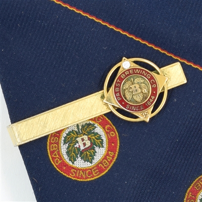 Pabst Brewing Logo Tie and Matching Tie Clip