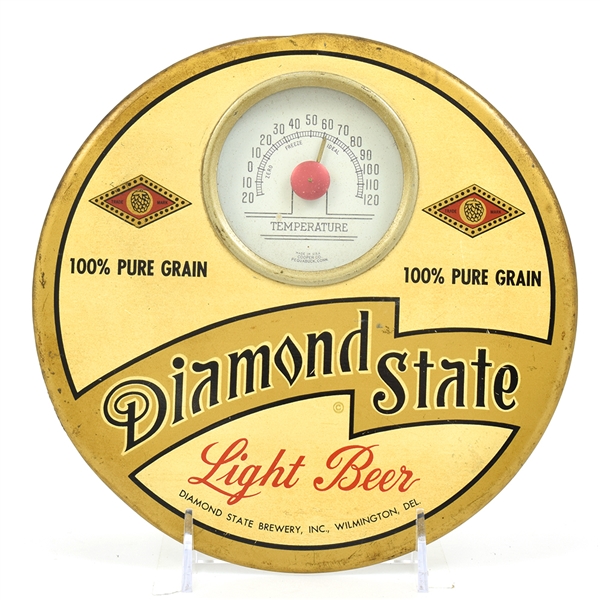 Diamond State Beer 1930s Tin Button Thermometer Sign SCARCE