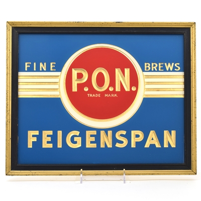 Feigenspan PON Brews 1930s Reverse-Painted Composite Sign MINTY