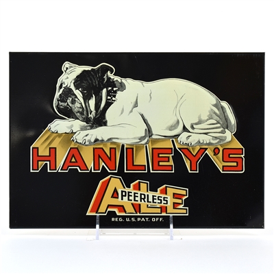 Hanleys Ale 1940s Bulldog Tin-Over-Cardboard Sign EXCEPTIONAL