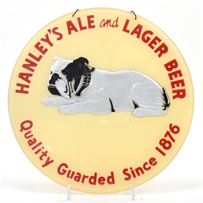 Hanleys Ale-Lager 1940s Plastic Bulldog Sign