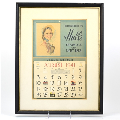 Hulls Ale-Beer 1941 Cardboard Litho Calendar Sign