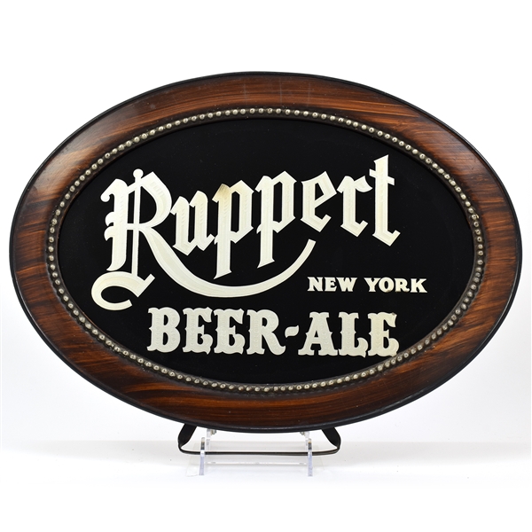 Ruppert Beer-Ale 1940s Reverse Painted Glass Sign