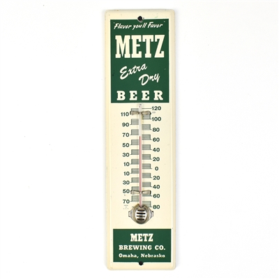 Metz Beer 1940s Tin Thermometer NEAR MINT