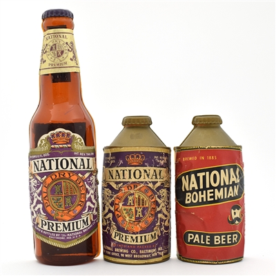 National Beer - Bohemian 1940s Plastic Stick-on Display Containers Lot of 3 SCARCE