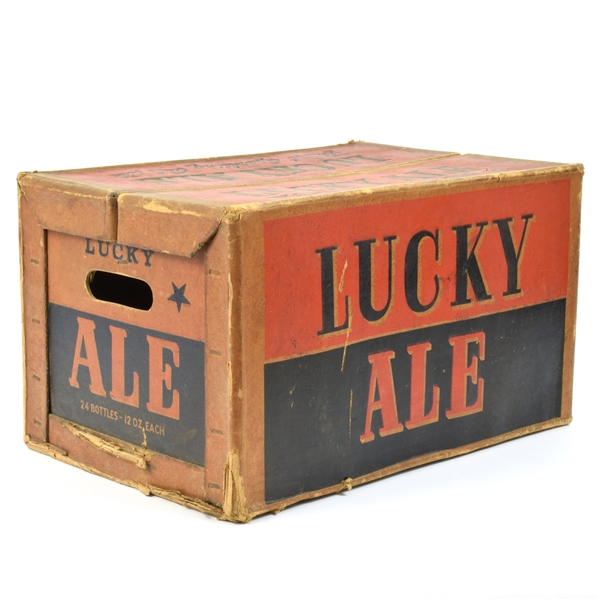 Lucky ALE 1930s Heavy Waxed Cardboard Bottle Case Carton