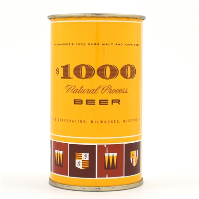 1000 Dollar Beer Drinking Cup Flat Top GETTELMAN 109-13 NEAR MINT