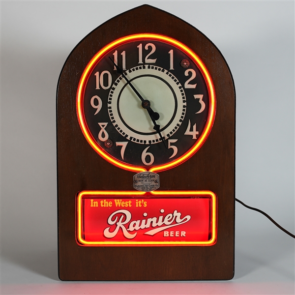 Rainier Motion Telechron Motored Neon Advertising Clock WOW