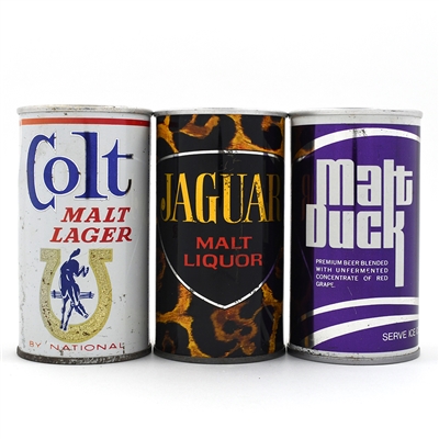 Colt Malt LAGER 56-9 Malt Duck 91-17 Jaguar 82-23 Cans