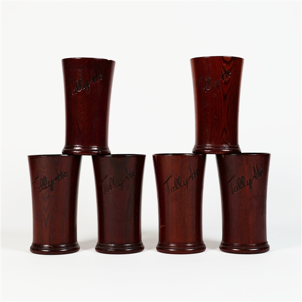 Tally Ho Set of 6 Wooden Drinking Vessels RARE