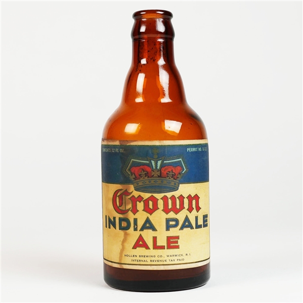 Crown India Pale Ale Steinie Bottle HOLLEN WARWICK RI SCARCE