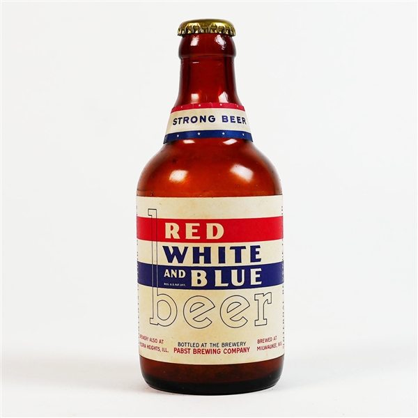 Red White Blue STRONG Steinie Beer Bottle PABST WI