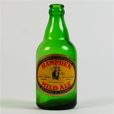 Hampden Mild Ale Willimansett Steinie Bottle HANDSOME WAITER