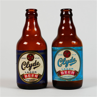 Clyde Lager Beer Light Dark Blue Labels Steinie Bottles