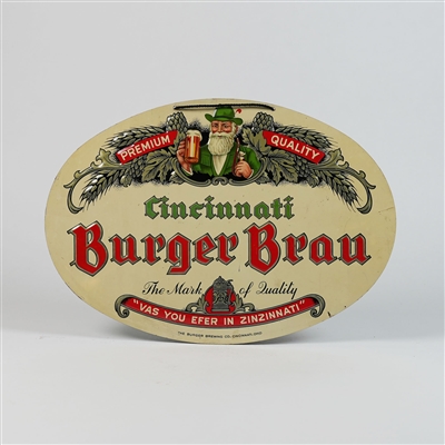 Burger Brau Cincinnati Embossed Tin Sign TOUGH SHARP