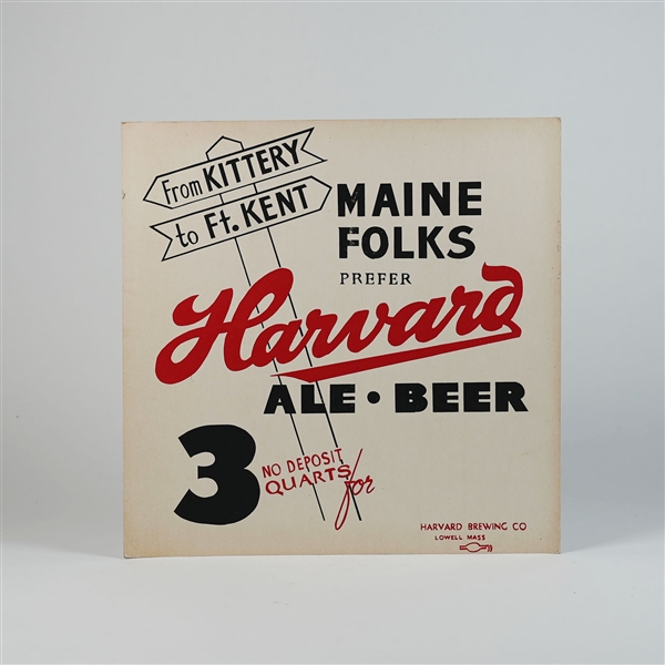 Harvard Maine Folks Kittery Ft Ket Ale Beer Quarts Sign