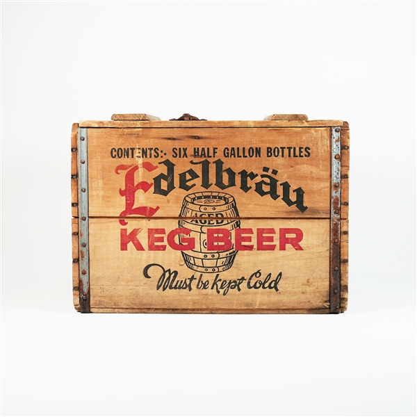 Edelbrau Keg Beer Six Half Gallon Bottles Crate MINTY