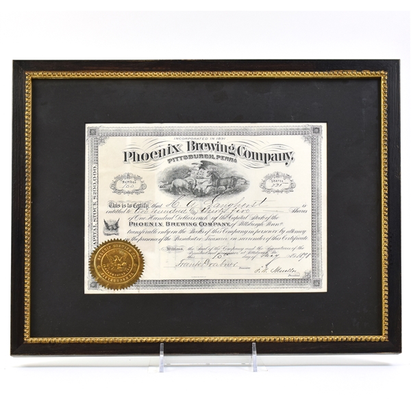 Phoenix Brewing Co 1898 Stock Certificate