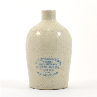 M Letzelter Wines and Liquors Pre-Prohibition Small Glazed Stoneware Jug