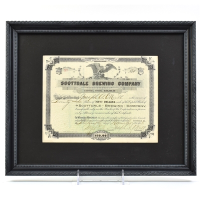 Scottdale Brewing Co 1893 Stock Certificate