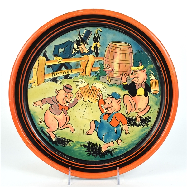 Three Little Pigs Repeal 1930s Serving Tray