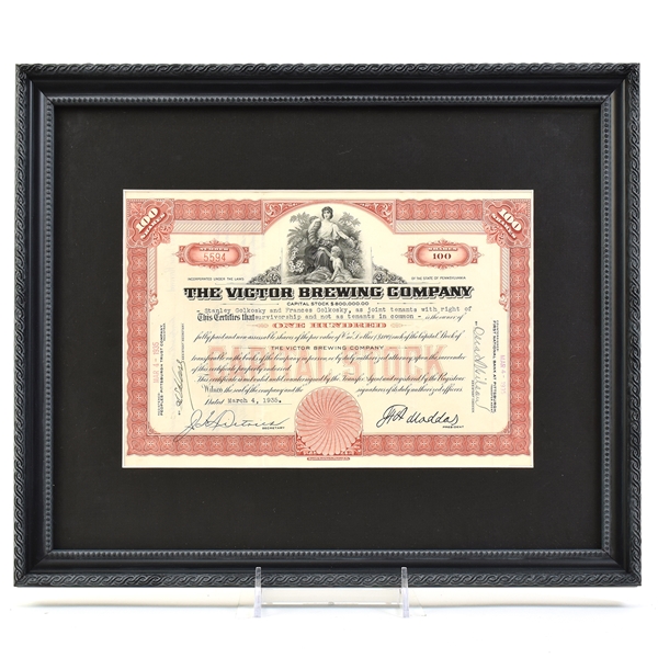 Victor Brewing Co 1935 Stock Certificate