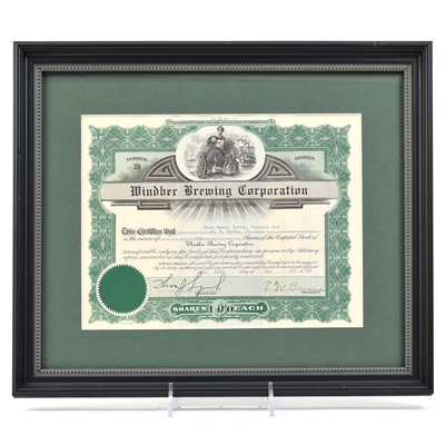 Windber Brewing Corp 1936 Stock Certificate