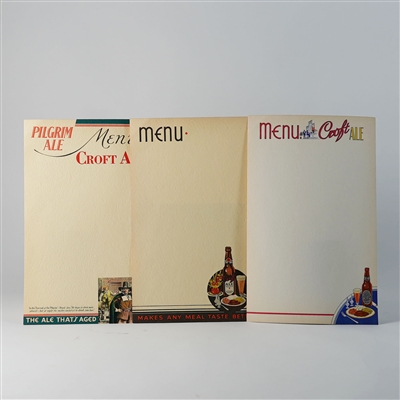 Croft Pilgrim Ale Menu Set of 3 MINTY SCARCE