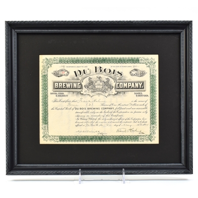 Du Bois Brewing Co 1908 Stock Certificate