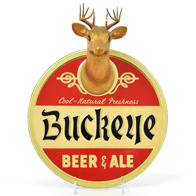 Buckeye Beer and Ale 1950s Figural Pressed Board Sign SHARP