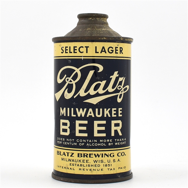 Blatz Beer Cone Top DNCMT 4 PERCENT UNLISTED