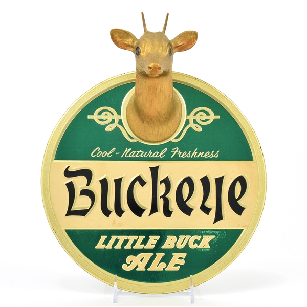 Buckeye Little Buck Ale 1950s Figural Pressed Board Sign SHARP