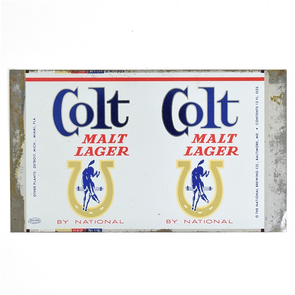 Colt 45 Malt LAGER Zip Top Unrolled Flat Sheet BALTIMORE 56-9