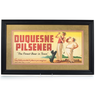 Duquesne Pilsener Bus-Trolley Sign GOLFERS SCOTTISH TERRIER RARE