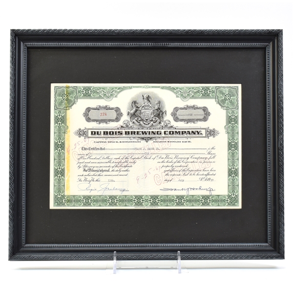 Du Bois Brewing Co 1957 Stock Certificate